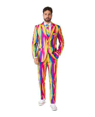 OppoSuits Men's Valentine's Day Suits - Hearts And Rainbow Print Outfits Love Theme Party