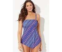 Swimsuits for All Women's Longer Length Scarf Bandeau Tankini Top
