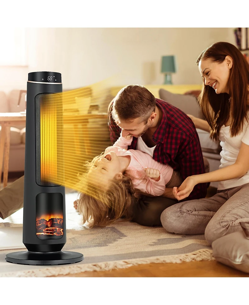 1500W Electric Space Heater Ptc Fast Heating Ceramic Heater 3D Realistic Flame