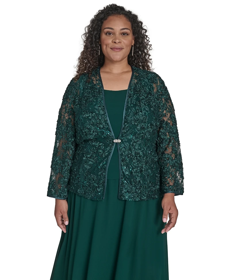 Jessica Howard Plus 2-Pc. Lace Jacket & Dress Set