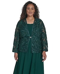 Jessica Howard Plus 2-Pc. Lace Jacket & Dress Set