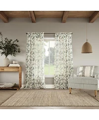 No. 918 Alethea Floral Print Crushed Voile Sheer Rod Pocket Curtain Panel