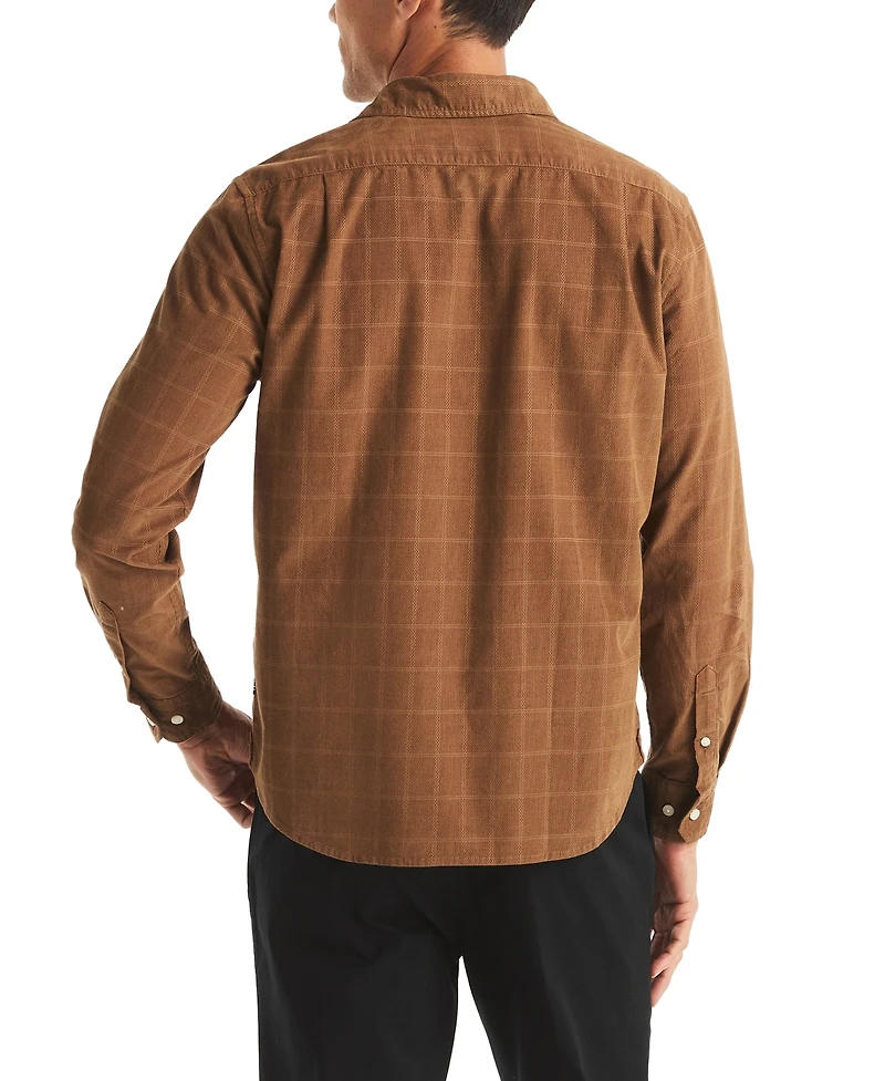 Nautica Men's Long Sleeve Corduroy Plaid Dobby Shirt