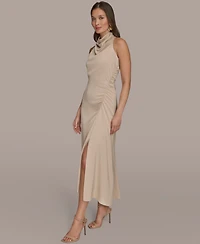 Donna Karan New York Women's Satin High Neck Midi Dress