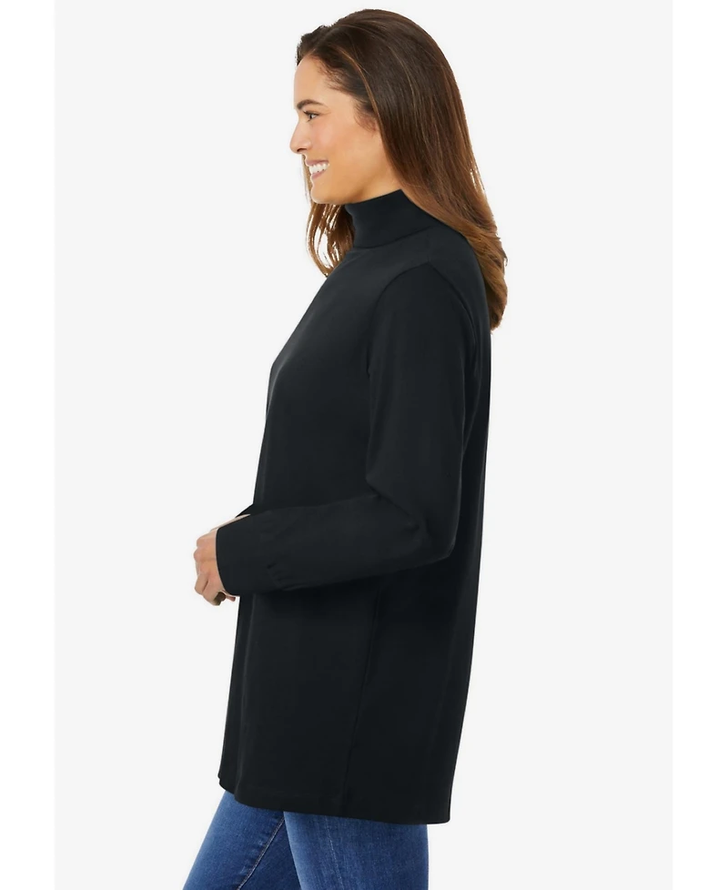 Woman Within Plus Perfect Long-Sleeve Turtleneck Tee