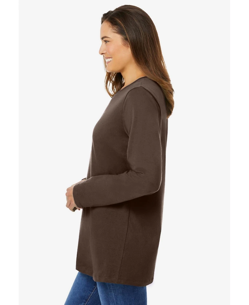 Woman Within Women's Perfect Long-Sleeve Crewneck Tee