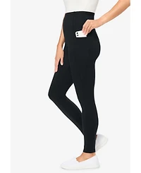 Woman Within Plus Stretch Cotton Pocket Legging