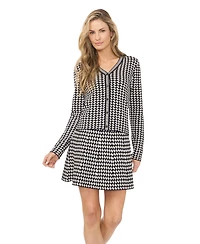 CeCe Women's Geo Pattern Jaq Button Up Cardigan Sweater