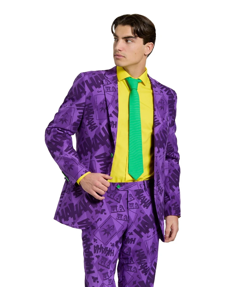 OppoSuits Men's The Joker Premium Costume - Official Dc Comics Halloween Character Slim Fit Suit Purple Includes Blazer, Pants and Tie
