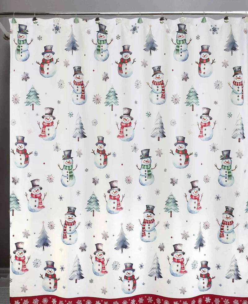 Avanti Winter Snowman Shower Curtain and 12-Pc. Shower Curtain Hooks Set