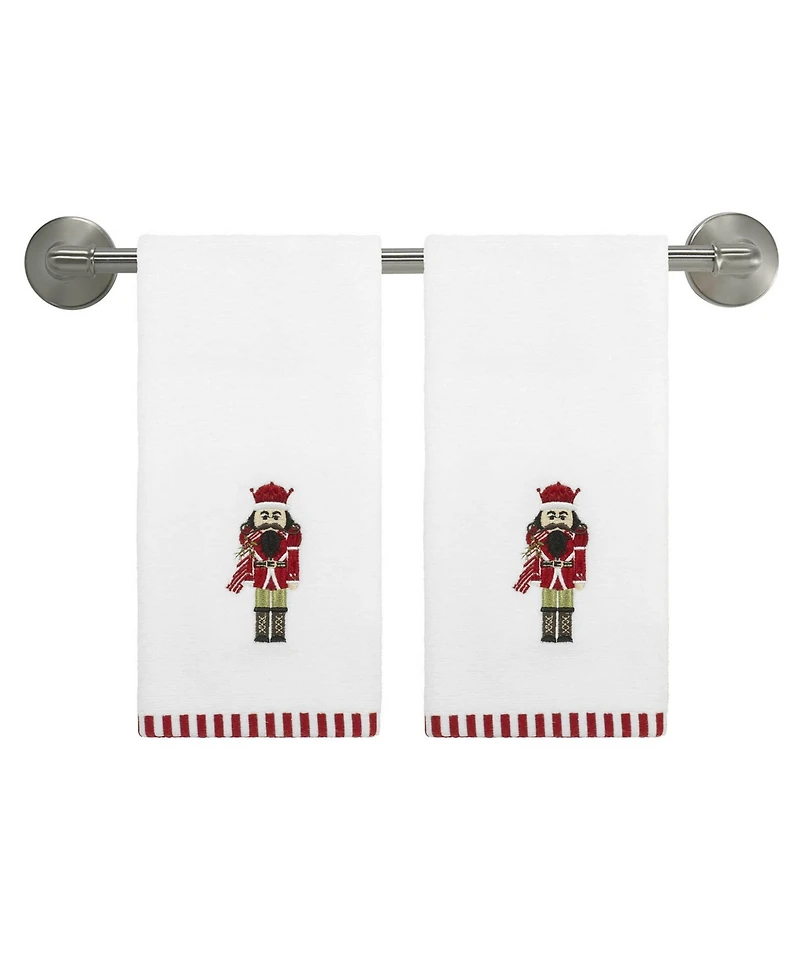 Avanti Peppermint Nutcracker Cotton 2-Pc. Fingertip Towel Set, 18" x 11"