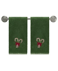 Avanti Candy Cane Cotton 2-Pc. Hand Towel Set, 28" x 16"
