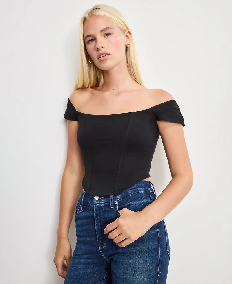 Good American Women's Dolly Joleans Cropped Corset Top