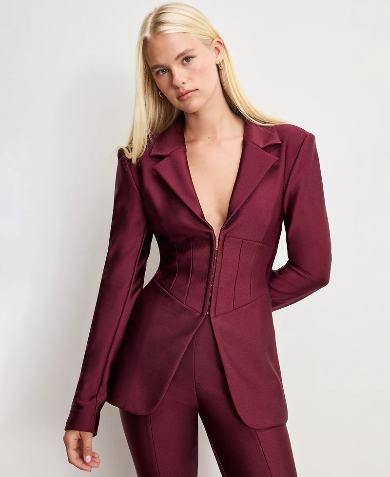 Good American Women's Dolly Joleans Shine Corset Blazer, Regular & Plus