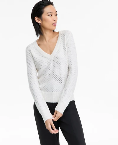 I.n.c. International Concepts Women's Rhinestone Embellished Sweater, Macy's Exclusive