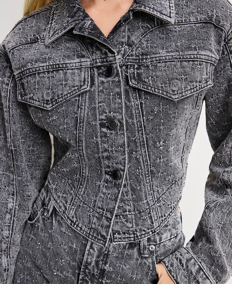 Good American Women's Dolly Joleans Crystal Denim Jacket, Regular & Plus