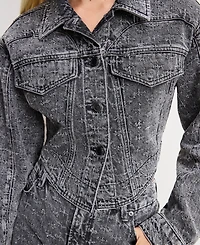 Good American Women's Dolly Joleans Crystal Denim Jacket, Regular & Plus