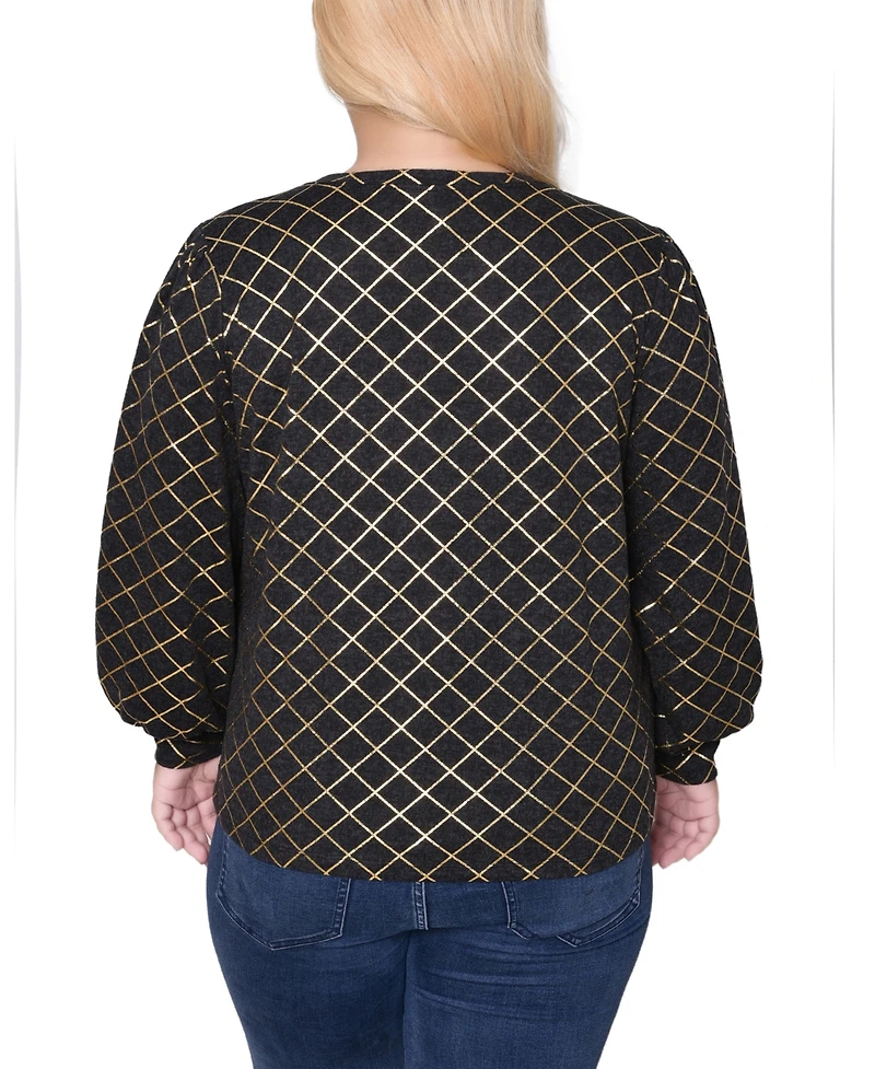 Ny Collection Plus Bishop Sleeve Pullover Top