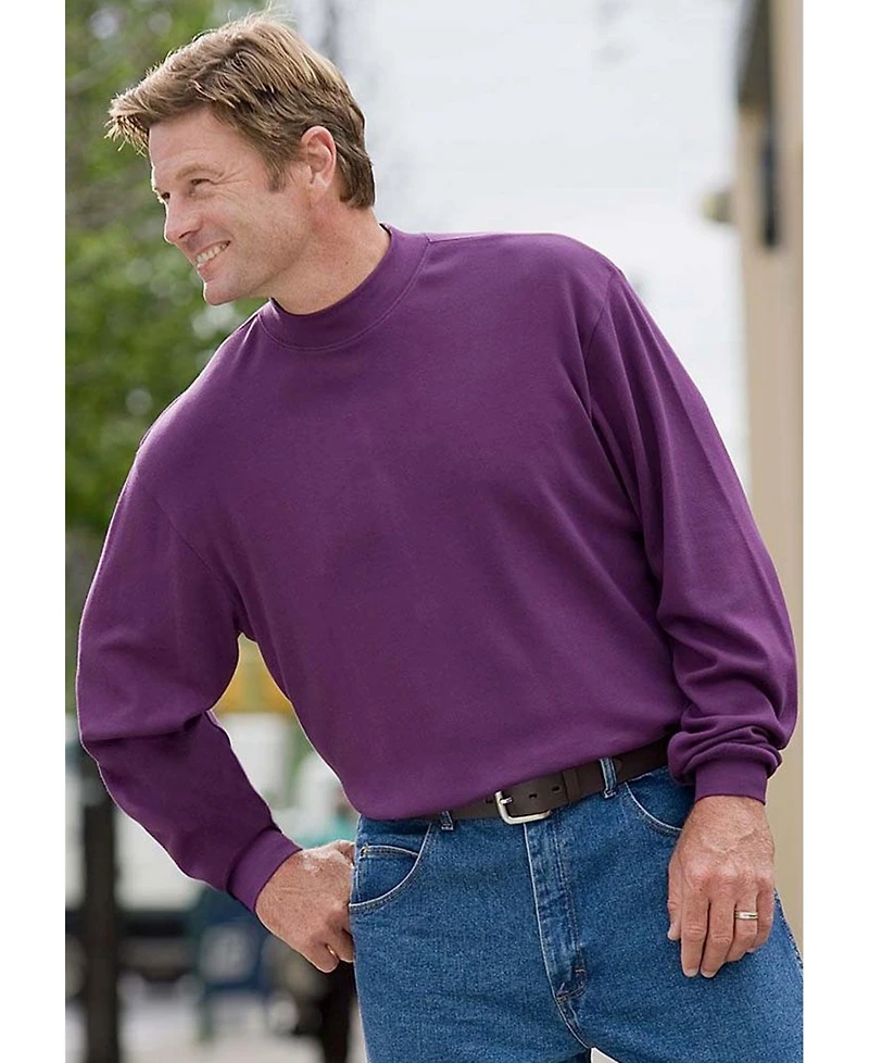 KingSize Men's Mock Turtleneck Long-Sleeve Cotton Tee