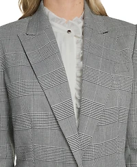Calvin Klein Women's Houndstooth One-Button Long Jacket