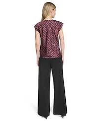 Calvin Klein Women's Short Sleeve Cowl Neck Pull-On Blouse