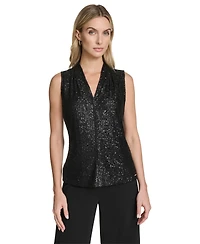 Calvin Klein Women's Sequin Detail V-Neck Blouse