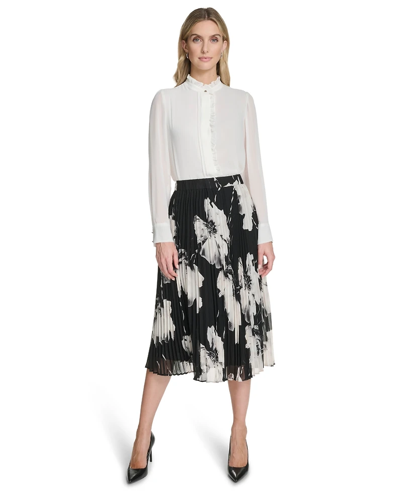 Calvin Klein Women's Pleated Printed Midi Skirt