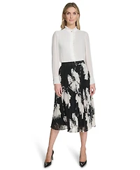 Calvin Klein Women's Pleated Printed Midi Skirt