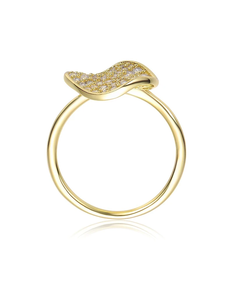 Rachel Glauber 14K Gold Plated with Clear Cubic Zirconia Cocktail Ring