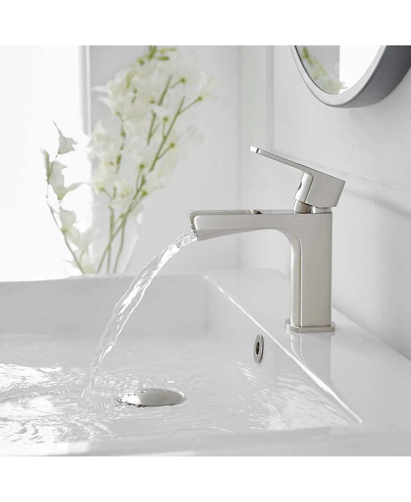Waterfall Single Handle Hole Low-Arc Modern Bathroom Faucet Drip-Free Vanity Sink