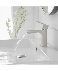 Waterfall Single Handle Hole Low-Arc Modern Bathroom Faucet Drip-Free Vanity Sink