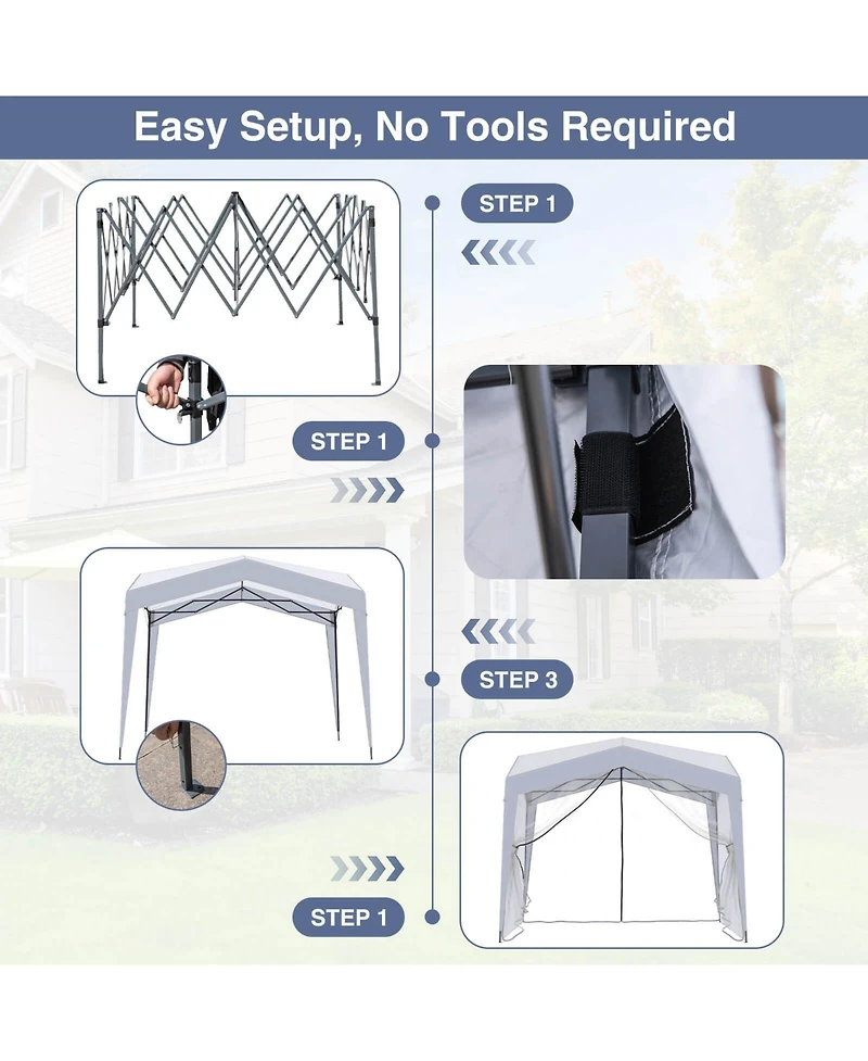 Costway 10 X 10 Ft Pop up Canopy Tent with 4 Sidewalls Mesh Netting Wheeled Bag 8 Stakes