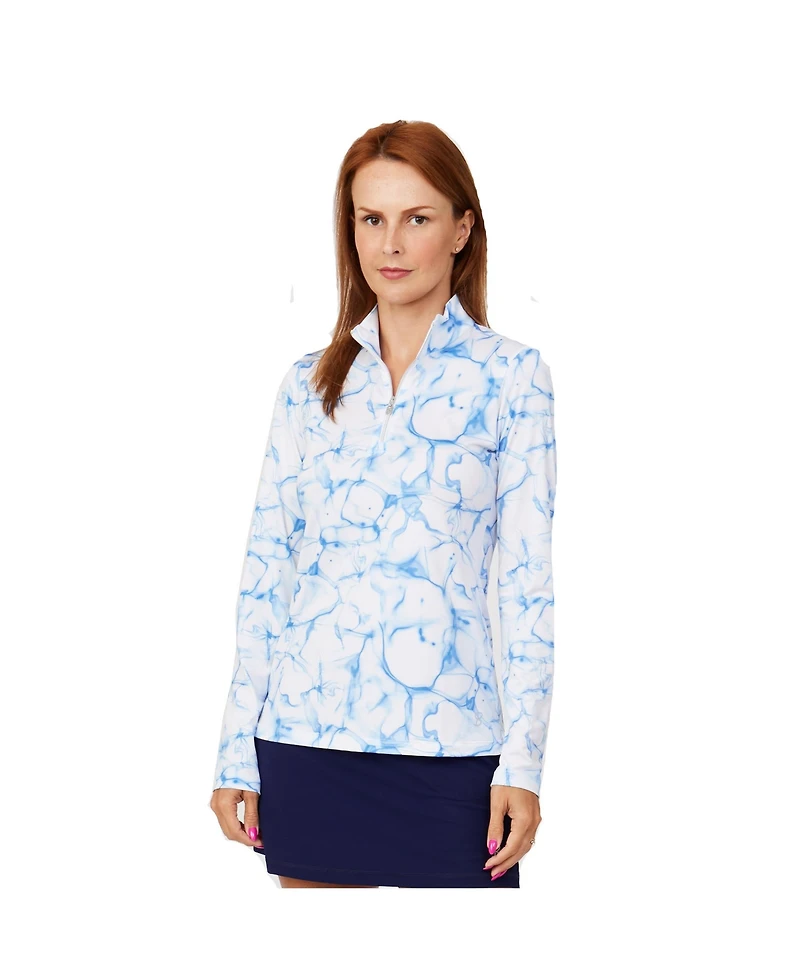 Sofibella Women's Long Sleeve Uv Feather Golf 1/4 Zip