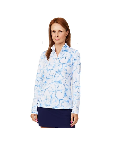 Sofibella Women's Long Sleeve Uv Feather Golf 1/4 Zip