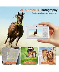 64MP Digital Camera with 4K Video, 16X Zoom, Flip Screen, Autofocus, Type-c Charging, and 32GB Card