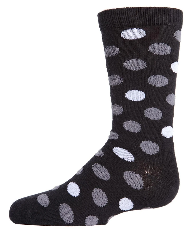 Memoi Boys Spots and Dots Ribbed Cotton Crew Socks