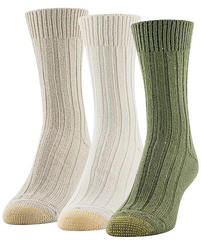 Gold Toe Women's 3-Pack Marled Rib Crew Socks