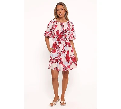 Petal and Pup Simmons Mini Dress - Fuchsia Floral
