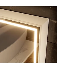 Hauschen Home 28x20 inch Led Lighted Medicine Cabinet with Mirror, Moisture-Resistant Wood, Stepless Dimmable, 3000K/5500K, Defogger, Adjustable Shelf