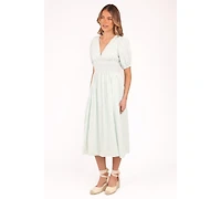 Petal and Pup Women's Ronnie Short Sleeve Midi Dress - Green Blue Stripe