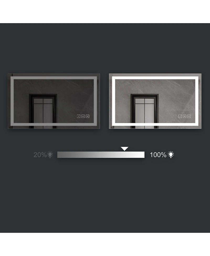 Hauschen Home x inch Led Lighted Bathroom Mirror, Wall Mounted Dimmable Makeup Vanity Mirror, Tempered Glass Anti-Fog Mirror