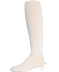 Memoi Girls Lace-Up Bow Opaque Tights