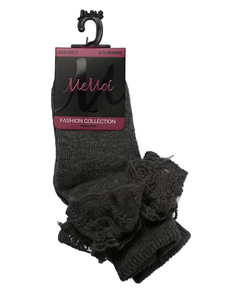 Memoi Girls' Layered Lace Cotton Blend Anklet Socks