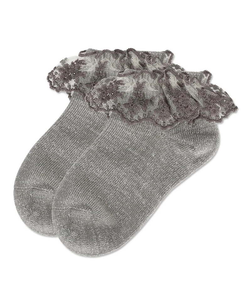 Memoi Little Girls Step and Shimmer Ruffle Anklet Socks