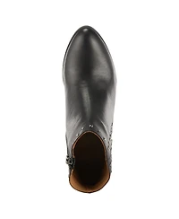 Azura Spring Step Wildwest Leather Western Bootie with Studded Detail and Inside Zipper