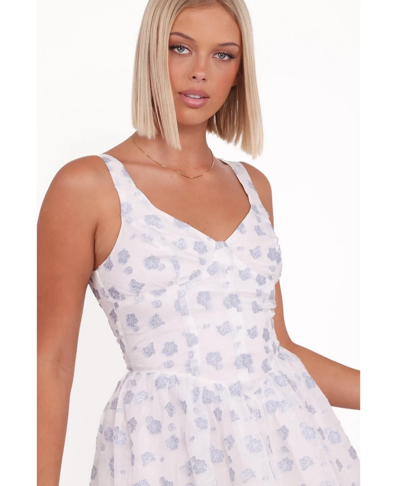 Petal and Pup Women's Arianne Mini Dress - White/Blue Floral