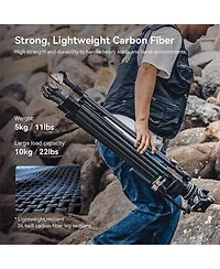 SmallRig FreeBlazer Ad-100 3-Section Heavy-Duty Carbon Fiber Tripod with Video Head