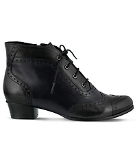 Azura Spring Step Heroic Colorblock Leather Bootie with Brogue Detailing and Inside Zipper