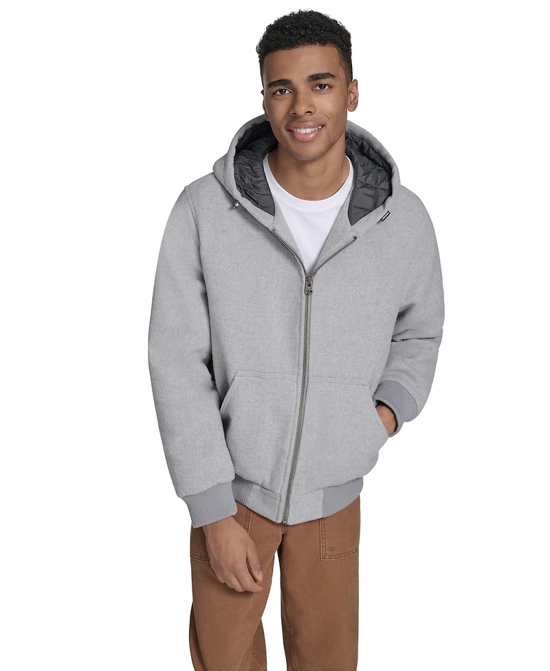 Levi's Men's Wool-Blend Hooded Bomber Jacket