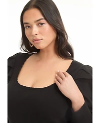 June + Vie Women's June + Vie Mutton Sleeve Sweater